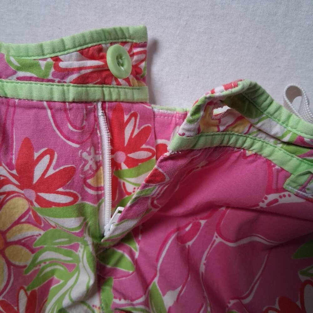 Lilly Pulitzer Shorts Girls 7 Garden Vista Pink Green Elephant Floral Beach - Picture 11 of 14
